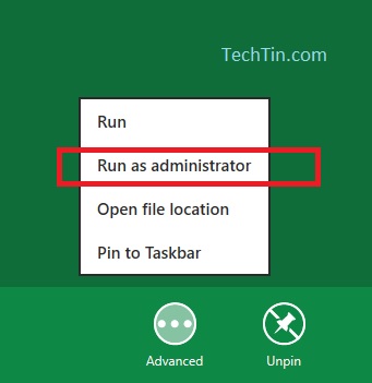 windows 8 run as administrator