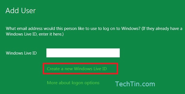 Create a new windows live ID